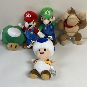 Super Mario Plush Set Mario Luigi Toad Donkey Kong Stuffed Animal Toy